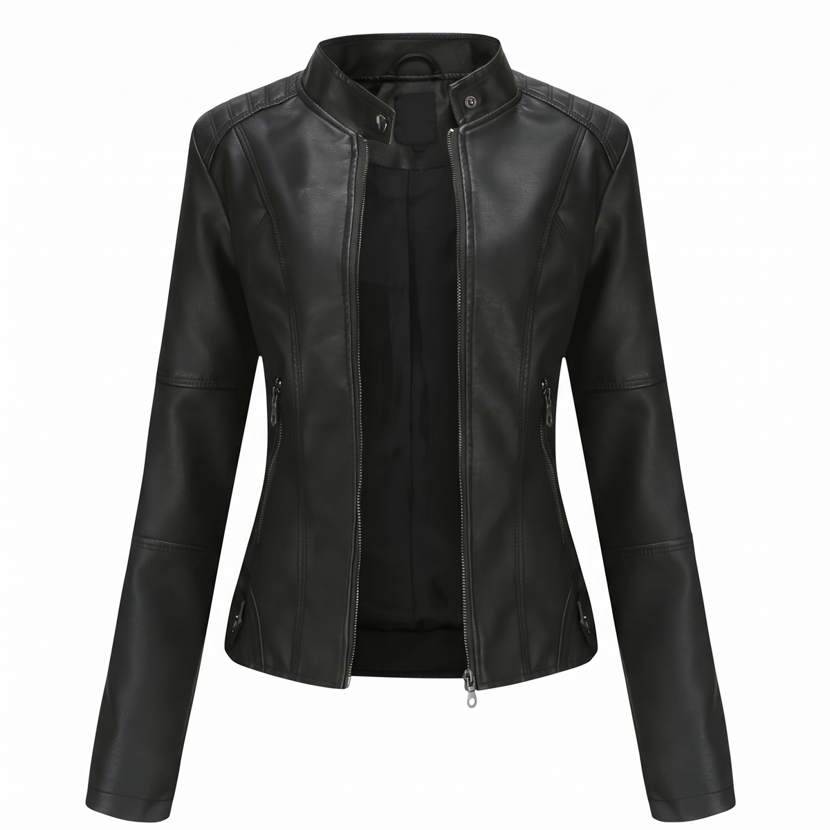 MARISSA | Slim Moto Jacket with Stand Collar