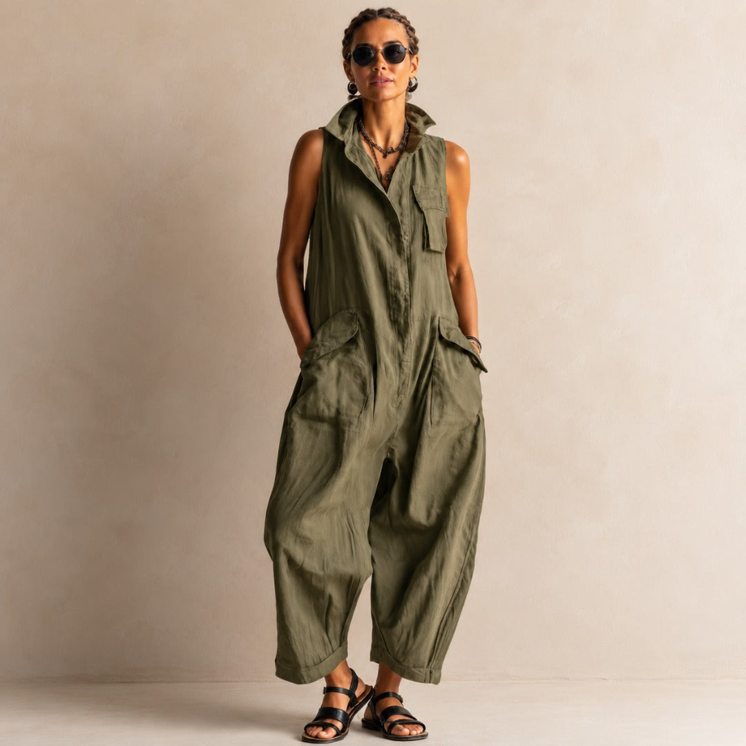 Grace | Relaxed Cotton Utility Jumpsuit