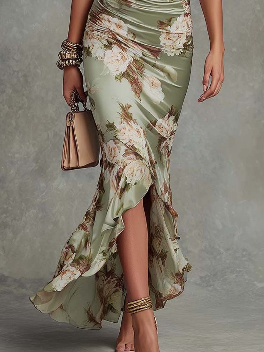 Vivienne | Bell Sleeve Satin Maxi