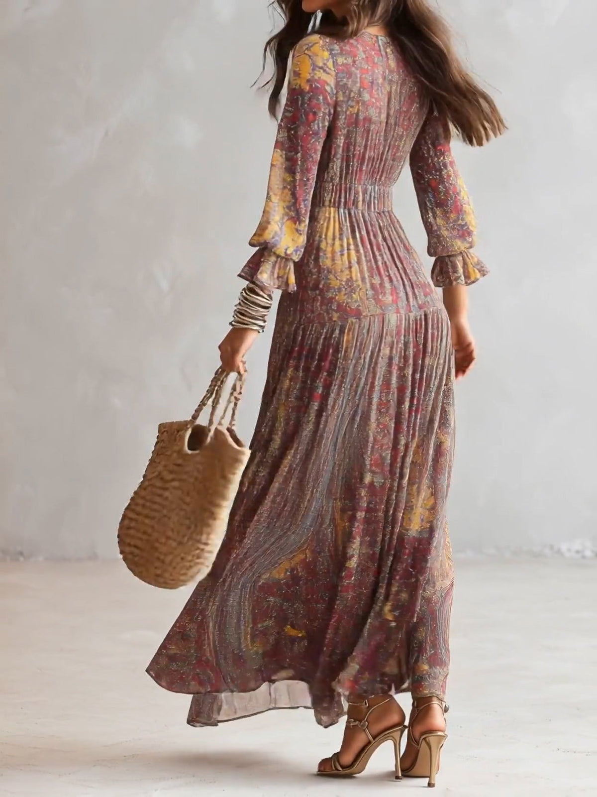 Emeline | Paisley Print Chiffon Maxi Dress