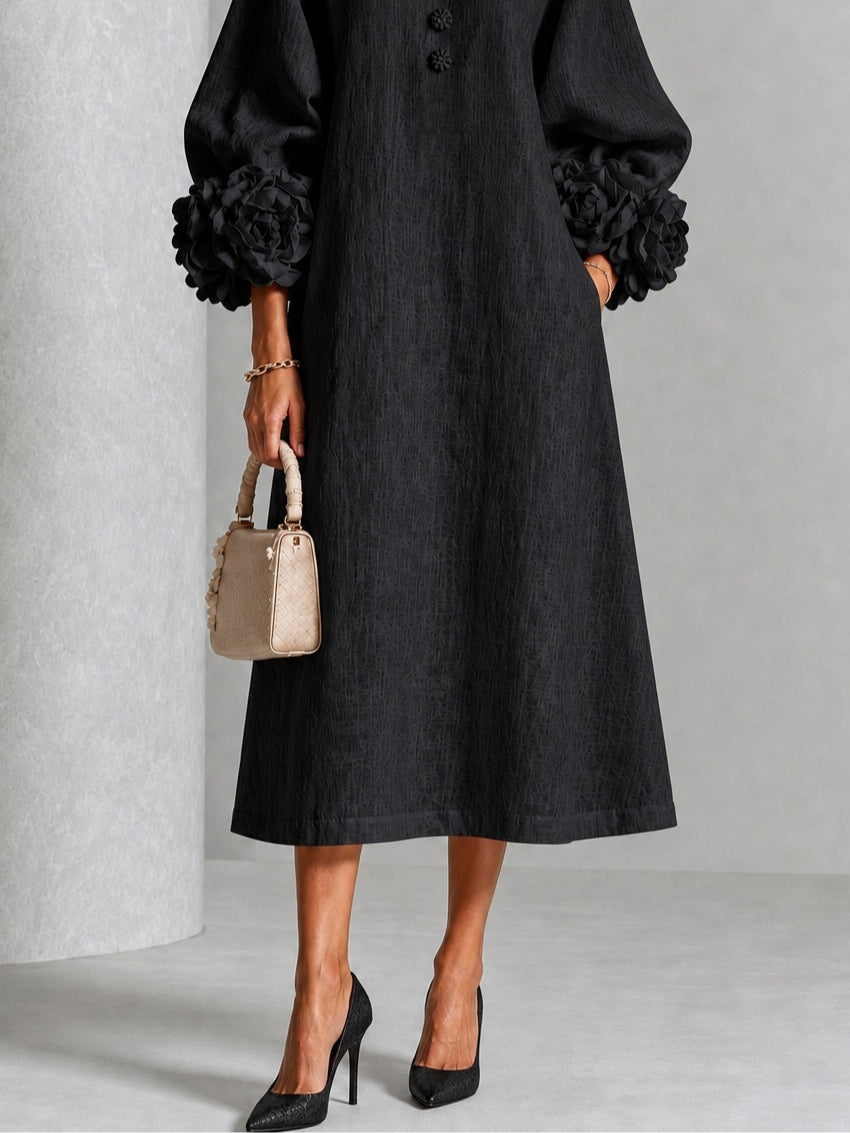 Arabella | Floral-Cuff Midi Dress