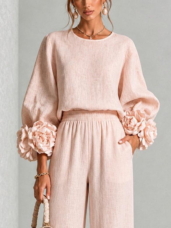 Rosalie | Rosette-Cuff Two-Piece Set