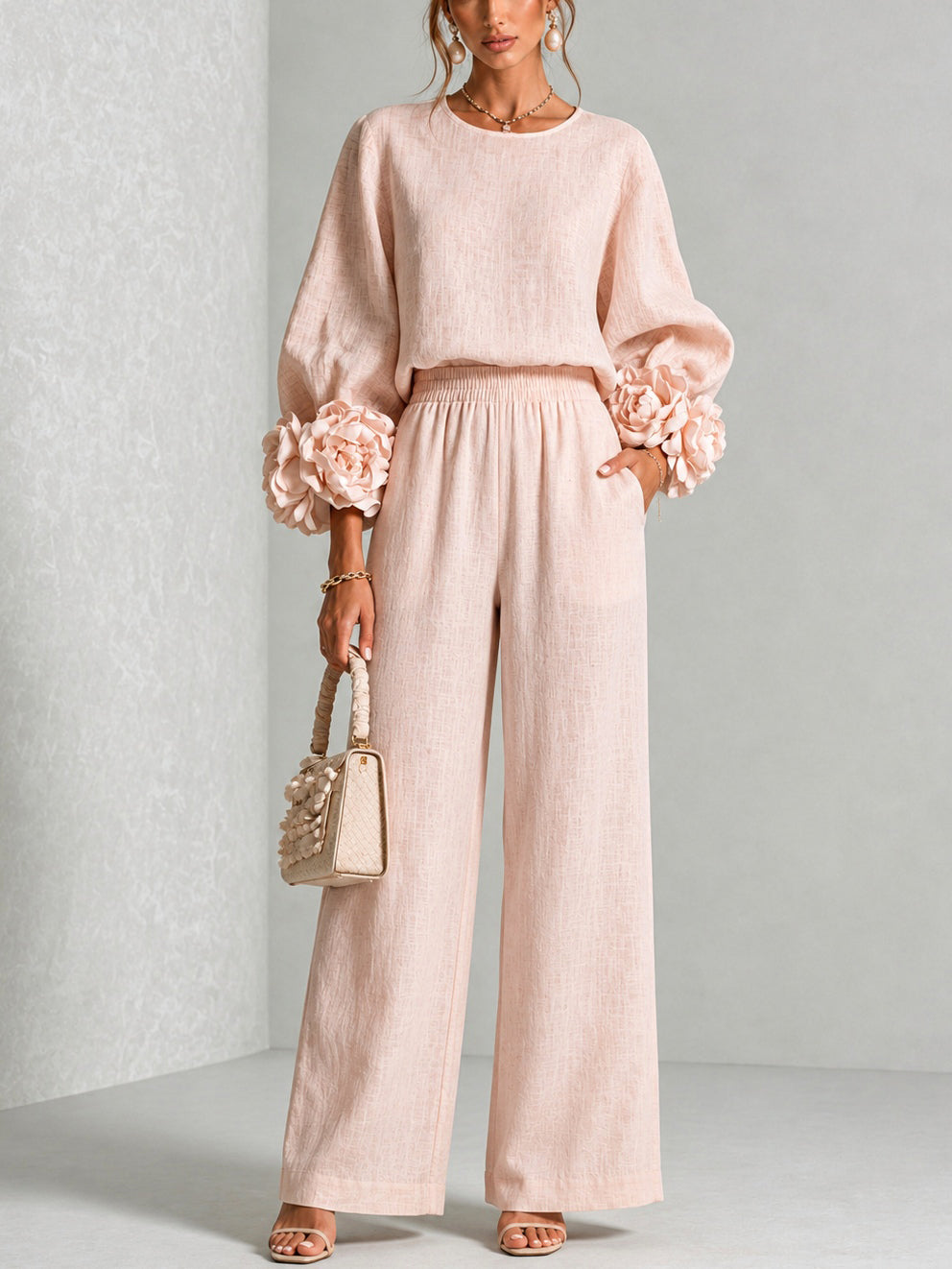 Rosalie | Rosette-Cuff Two-Piece Set