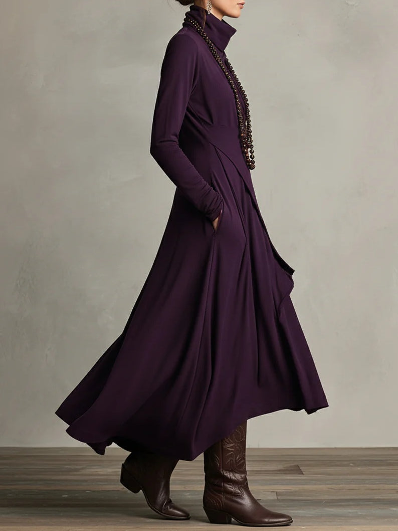 Genevieve | Turtleneck Draped Maxi Dress
