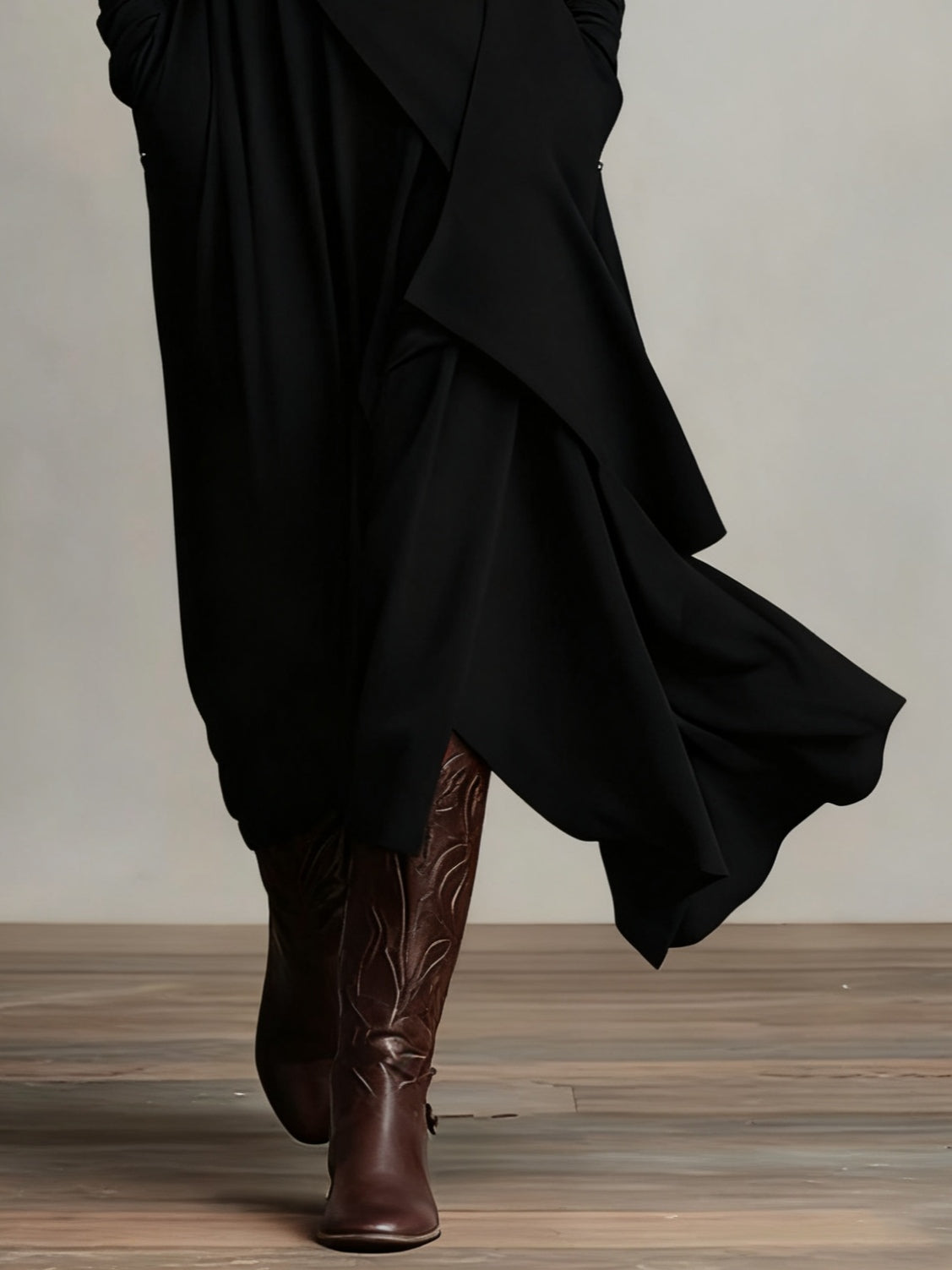 Genevieve | Turtleneck Draped Maxi Dress