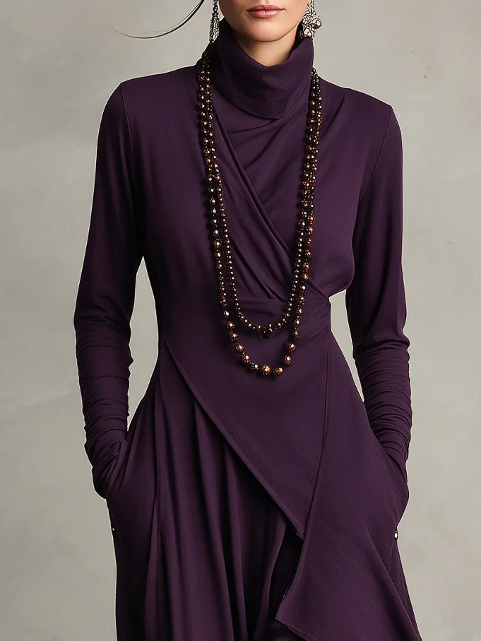 Genevieve | Turtleneck Draped Maxi Dress