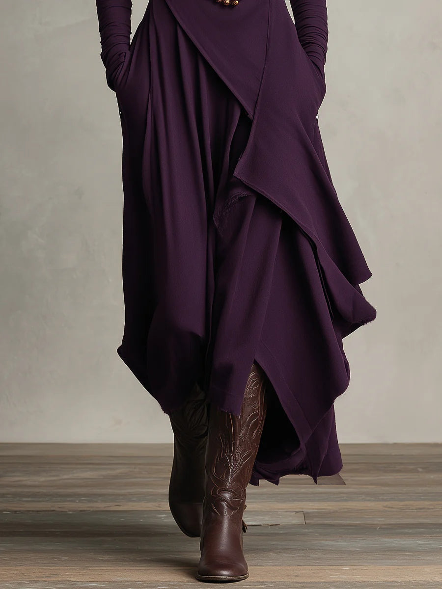 Genevieve | Turtleneck Draped Maxi Dress