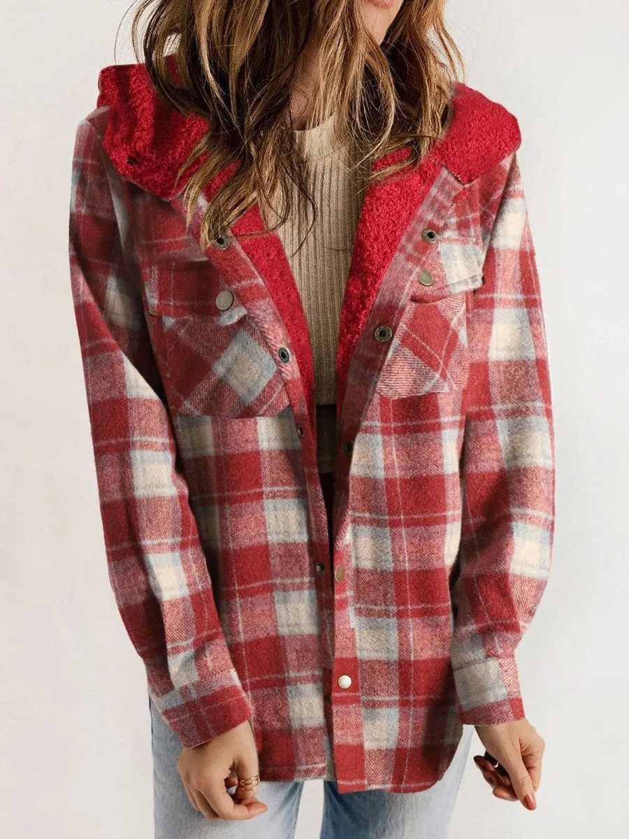 Alcina | Oversized Plaid Jacket with Hood for Women