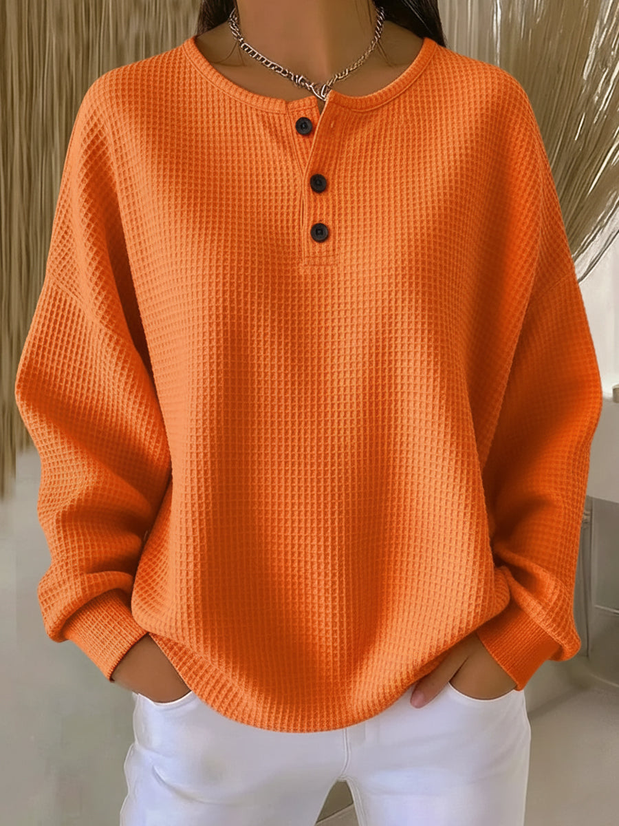 Mirabel | Warm Waffle Henley Sweatshirt