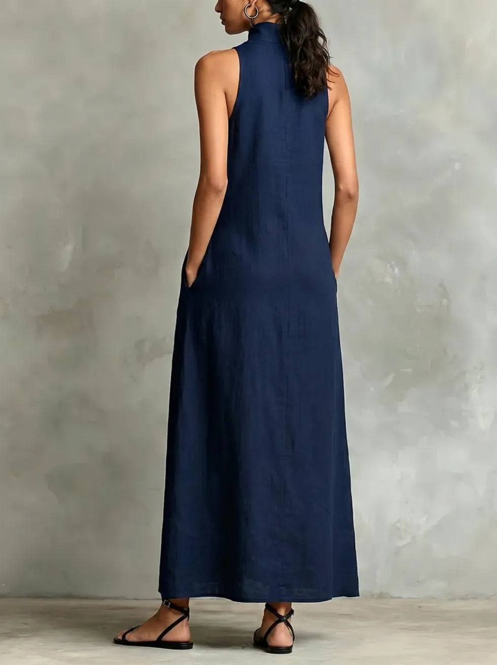 Chrissy | High-Neck Pocket Maxi Dress