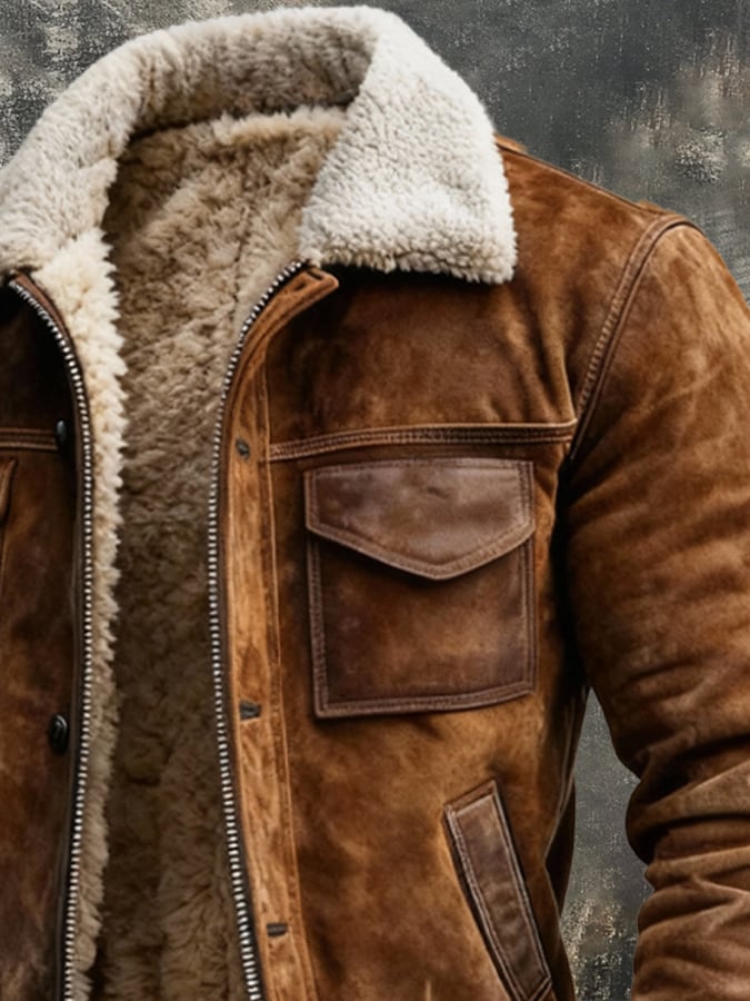 Everett – Suede Sherpa-Lined Bomber Jacket