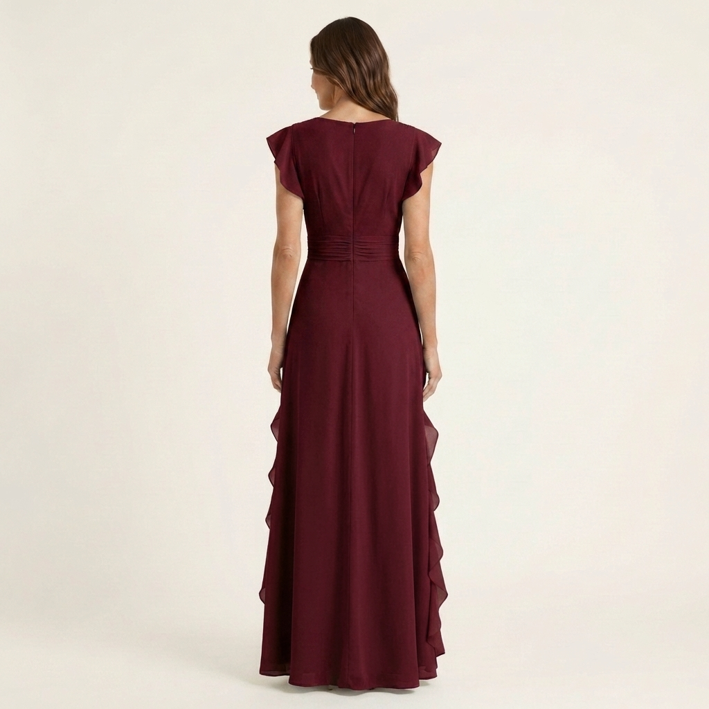 Nellyana | V-Neck Cascading Ruffle Maxi Dress