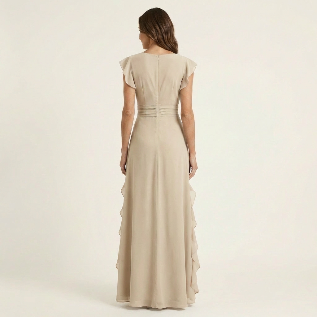 Nellyana | V-Neck Cascading Ruffle Maxi Dress
