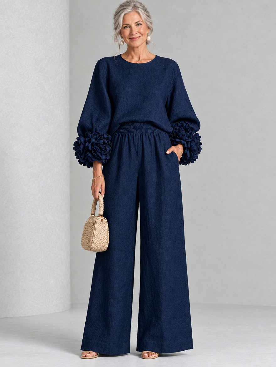 Rosette-Cuff Two-Piece Set
