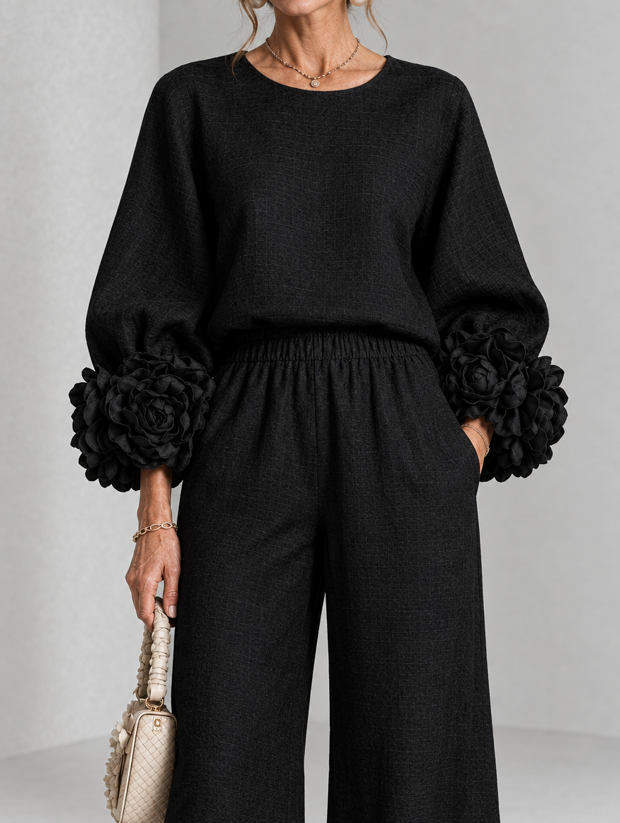 Rosette-Cuff Two-Piece Set