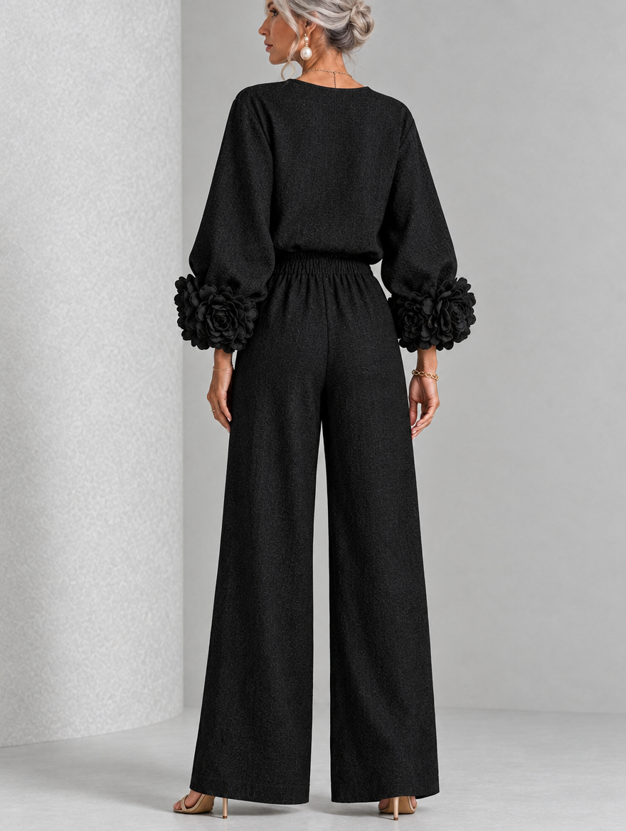 Rosette-Cuff Two-Piece Set