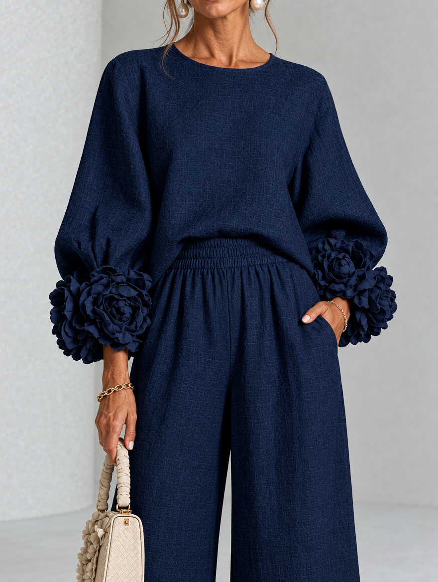 Rosette-Cuff Two-Piece Set
