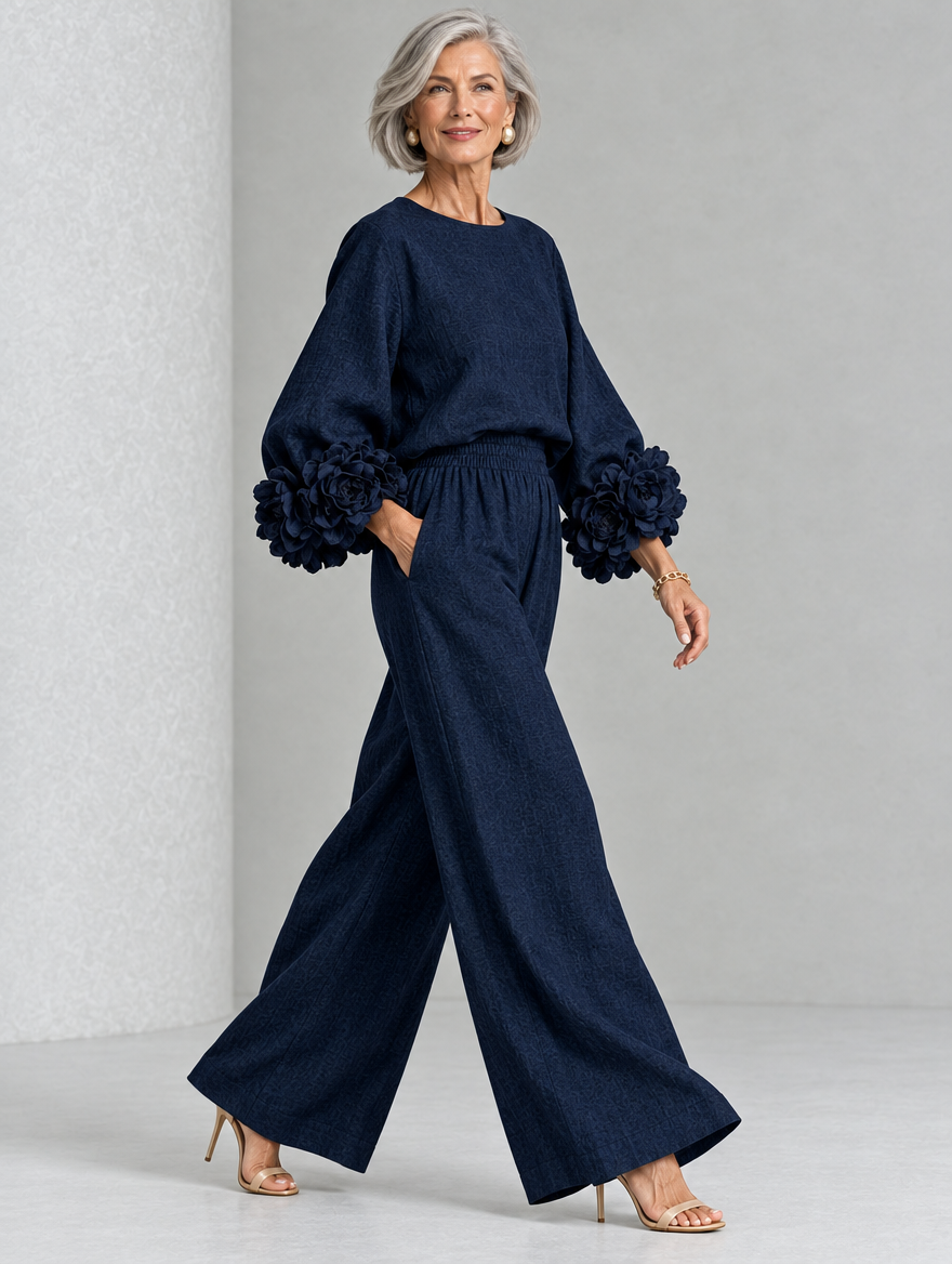 Rosette-Cuff Two-Piece Set