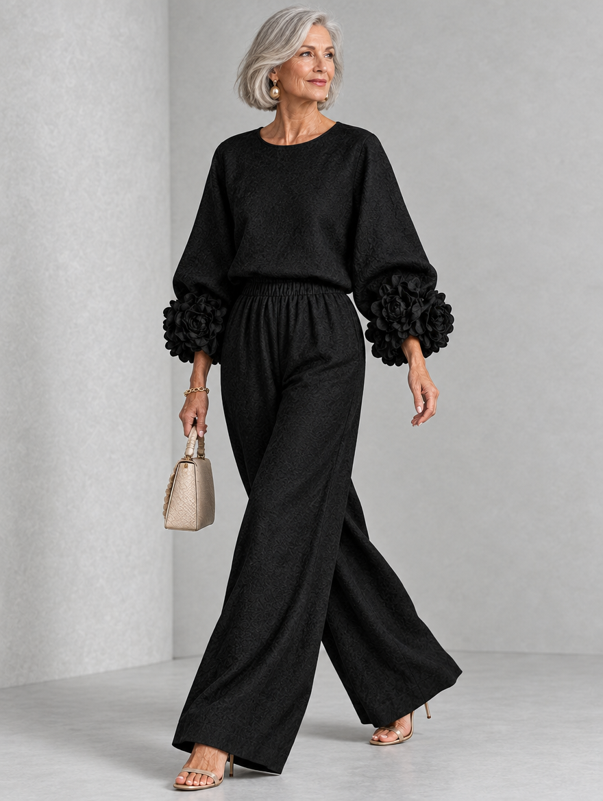 Rosette-Cuff Two-Piece Set