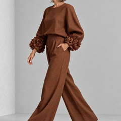 Rosette-Cuff Two-Piece Set