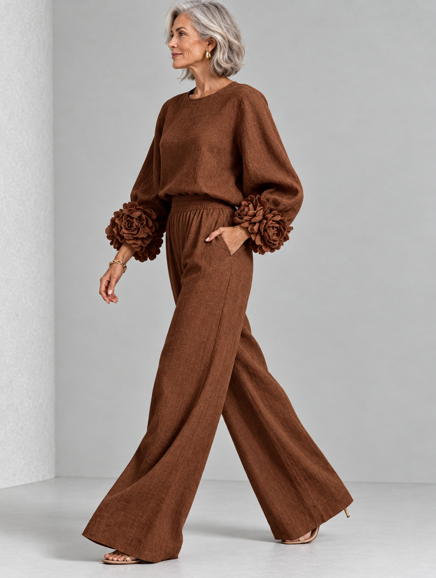 Rosette-Cuff Two-Piece Set