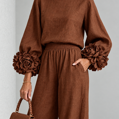 Rosette-Cuff Two-Piece Set