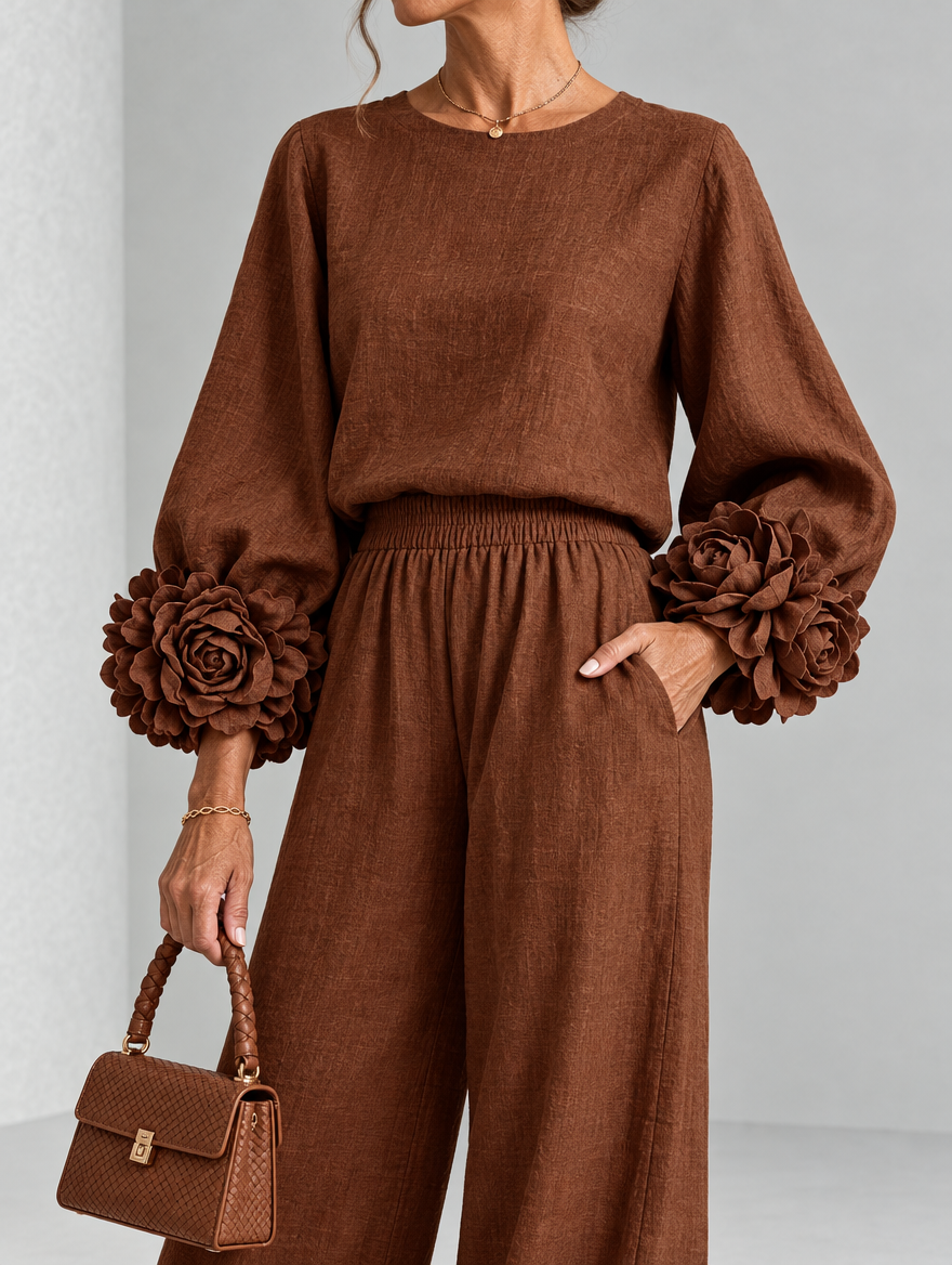 Rosette-Cuff Two-Piece Set