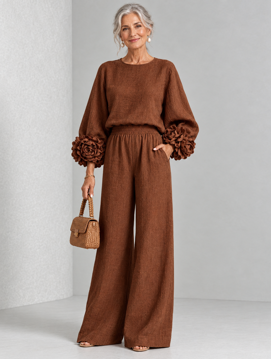 Rosette-Cuff Two-Piece Set