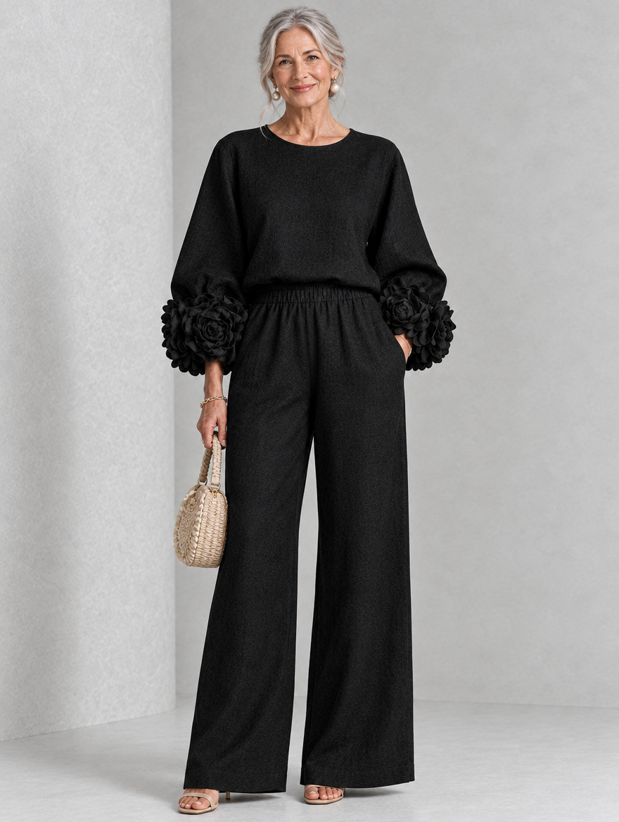 Rosette-Cuff Two-Piece Set