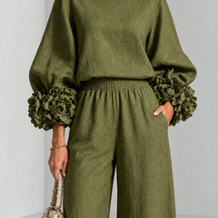 Rosette-Cuff Two-Piece Set