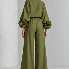 Rosette-Cuff Two-Piece Set