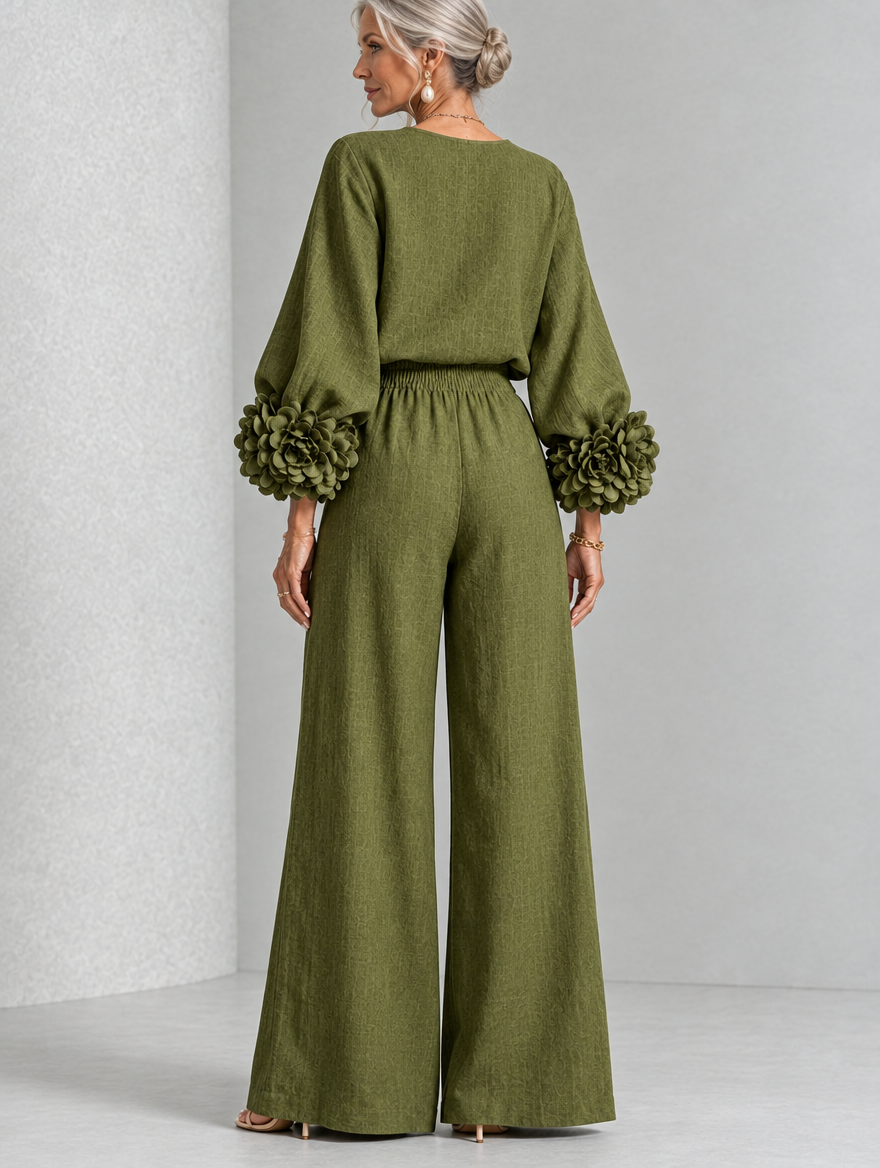 Rosette-Cuff Two-Piece Set