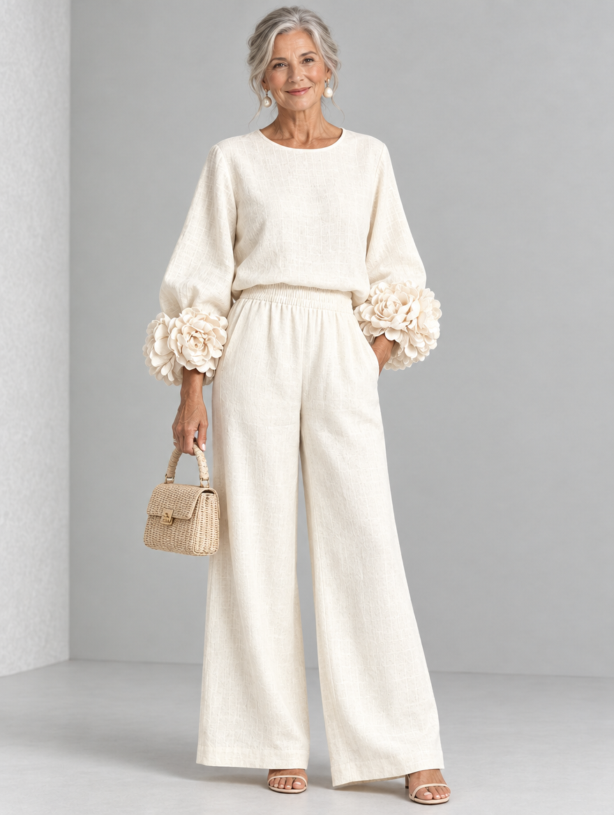 Rosette-Cuff Two-Piece Set