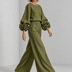 Rosette-Cuff Two-Piece Set