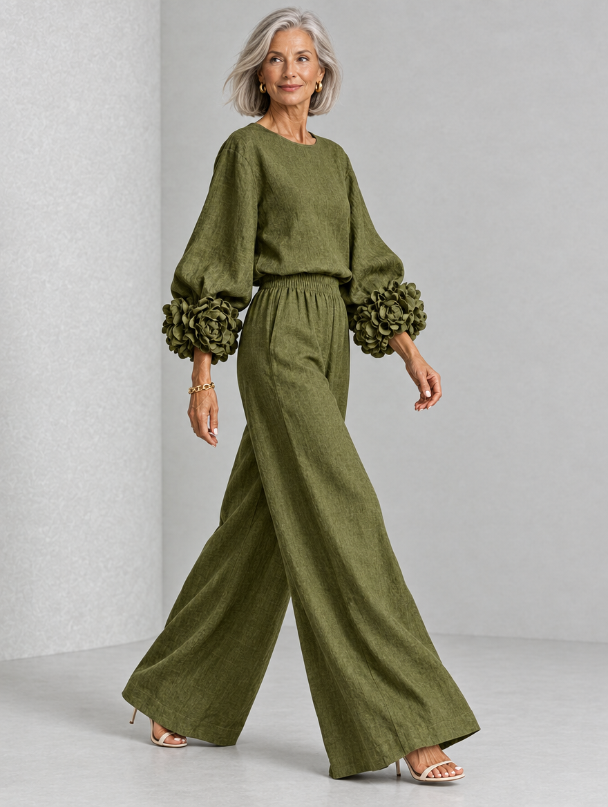 Rosette-Cuff Two-Piece Set
