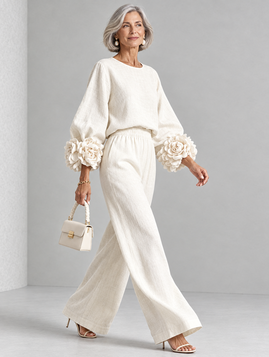 Rosette-Cuff Two-Piece Set