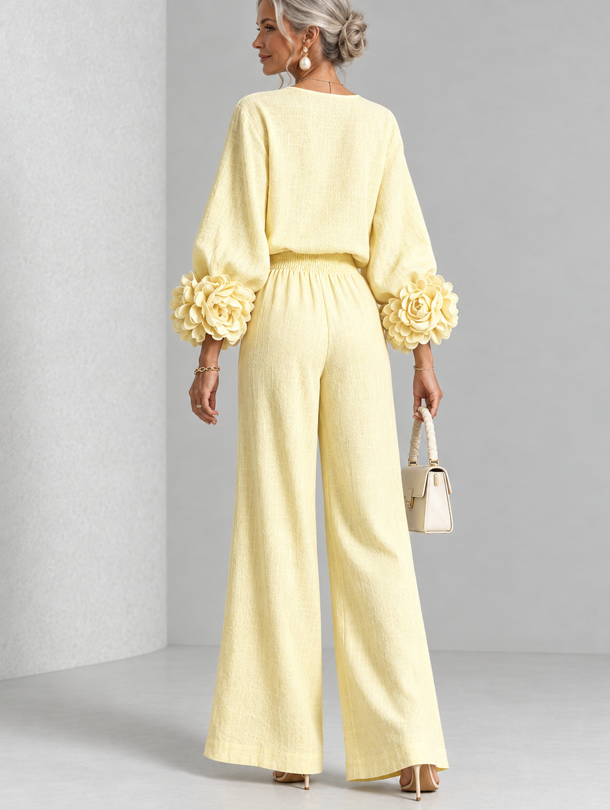 Rosette-Cuff Two-Piece Set