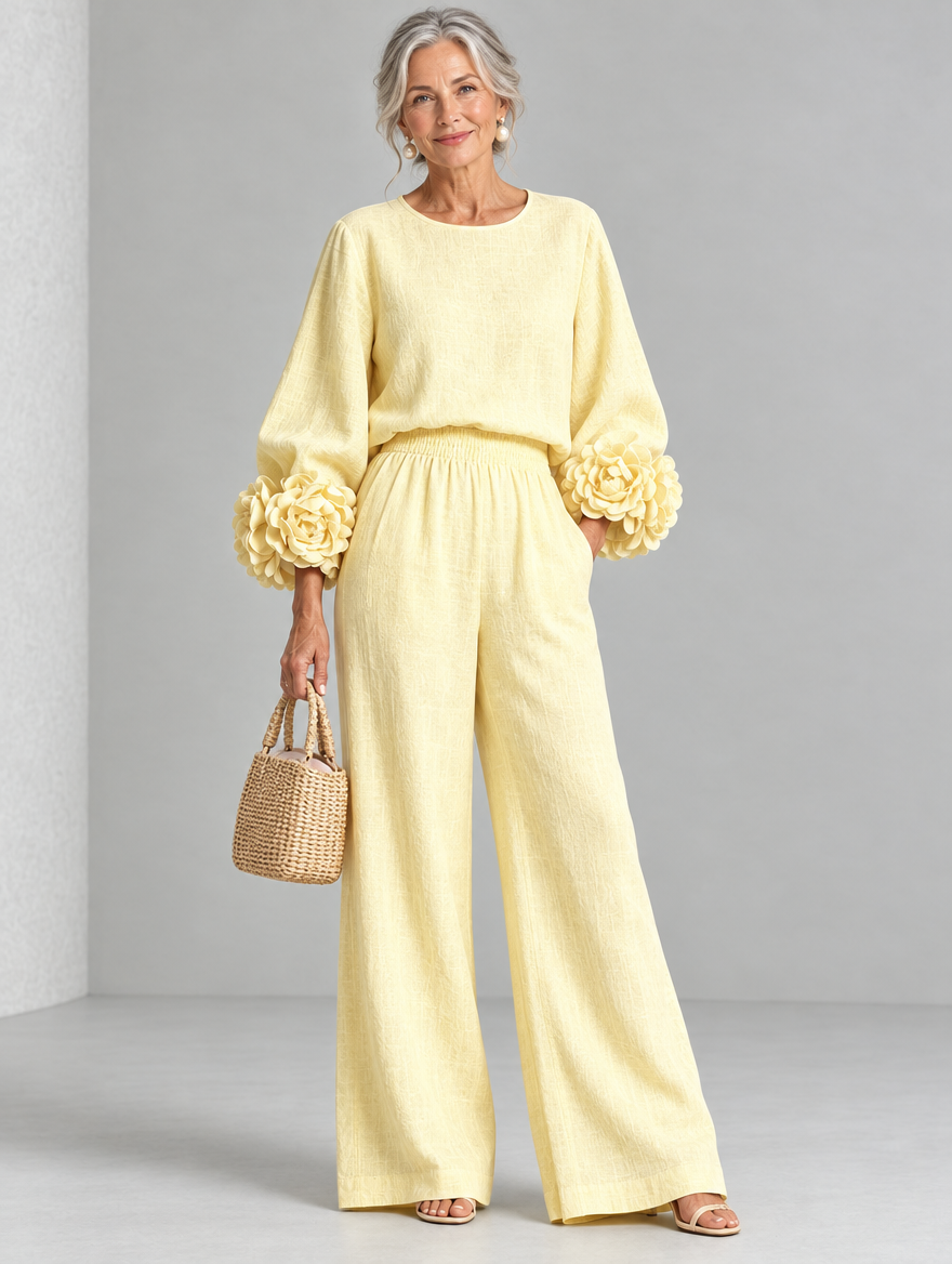 Rosette-Cuff Two-Piece Set