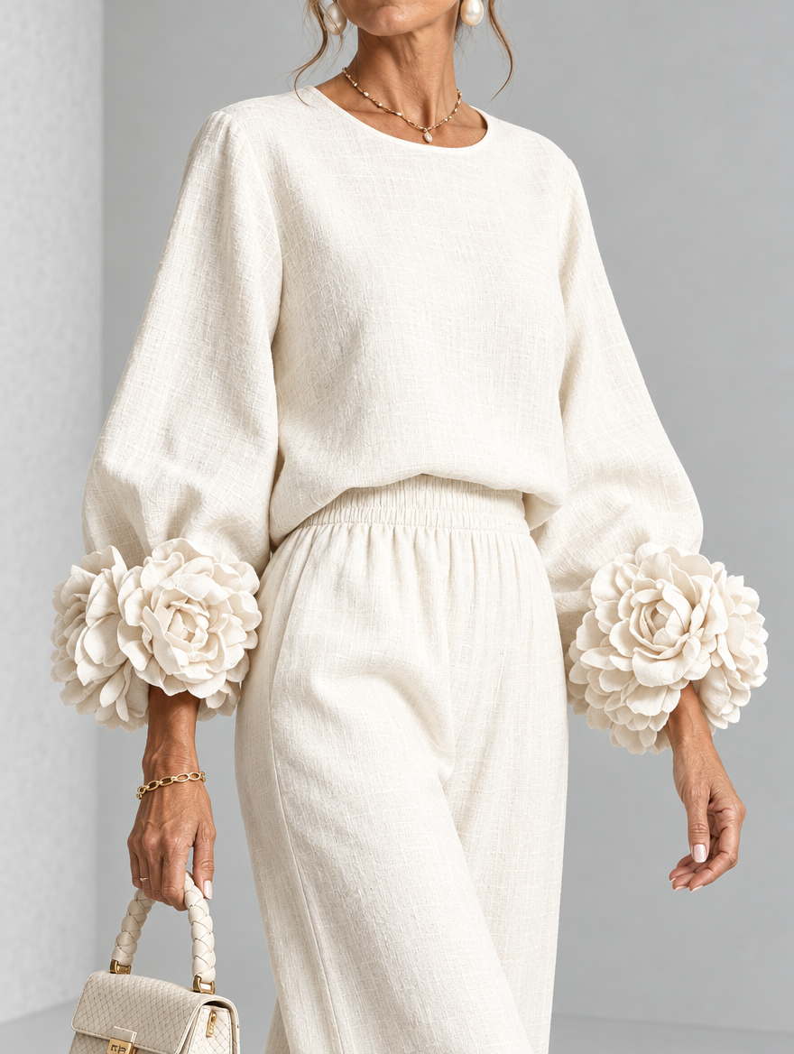 Rosette-Cuff Two-Piece Set