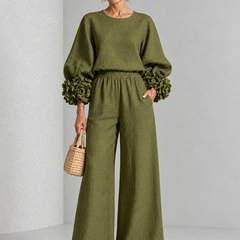 Rosette-Cuff Two-Piece Set