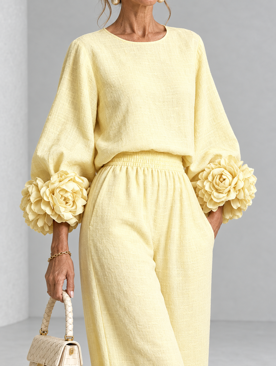 Rosette-Cuff Two-Piece Set