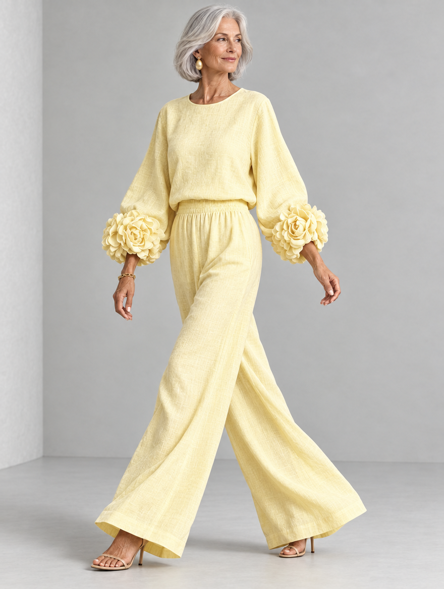 Rosette-Cuff Two-Piece Set