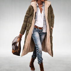 Joana Reversible Puffer Coat in Army Green