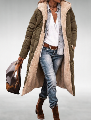 Joana Reversible Puffer Coat in Army Green