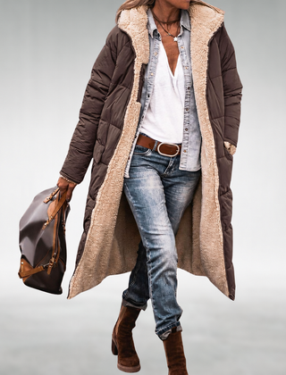 Joana Reversible Puffer Coat in Brown