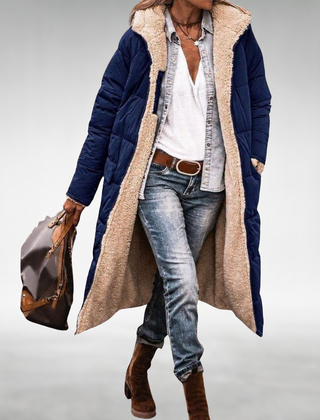 Joana Reversible Puffer Coat in Dark Blue