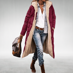 Joana Reversible Puffer Coat in Wine Red