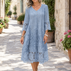 Blue lace midi dress, full length