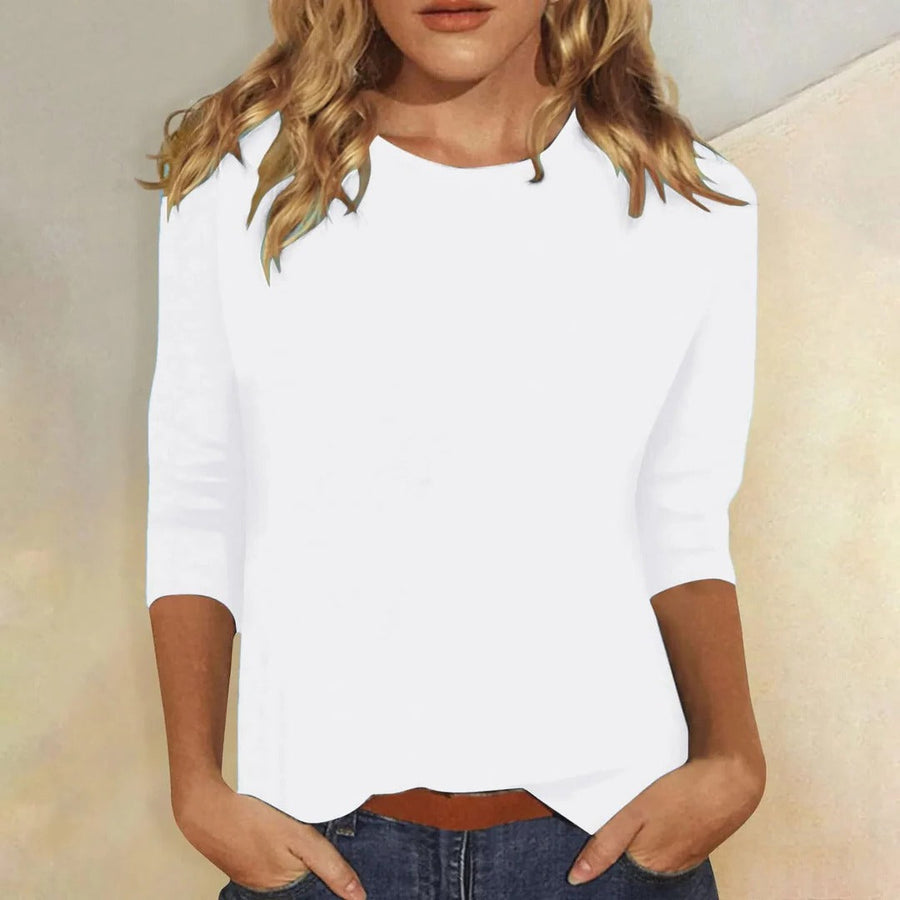Stella | Crew Neck Top with Three-Quarter Sleeves for Women