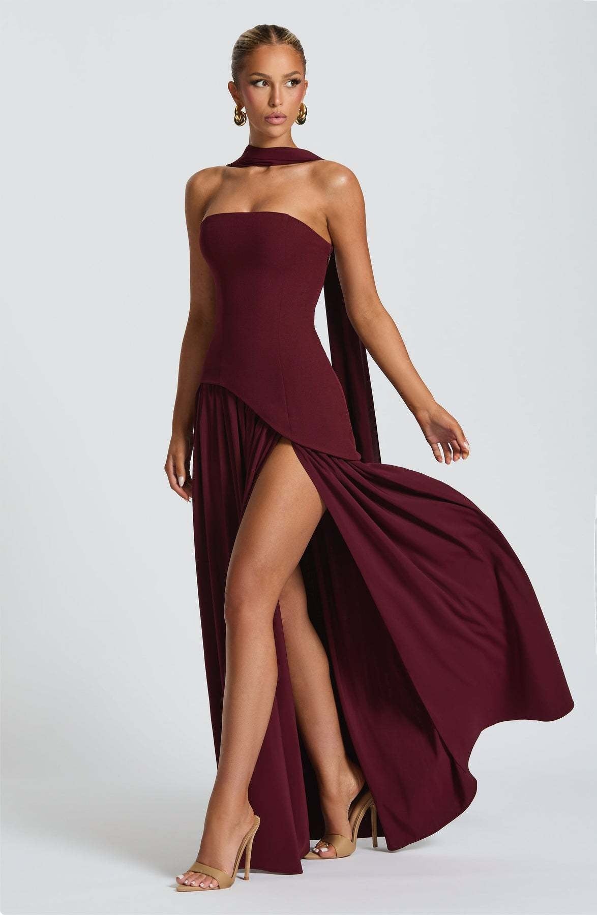 Lina | Strapless Maxi Dress with High Slit